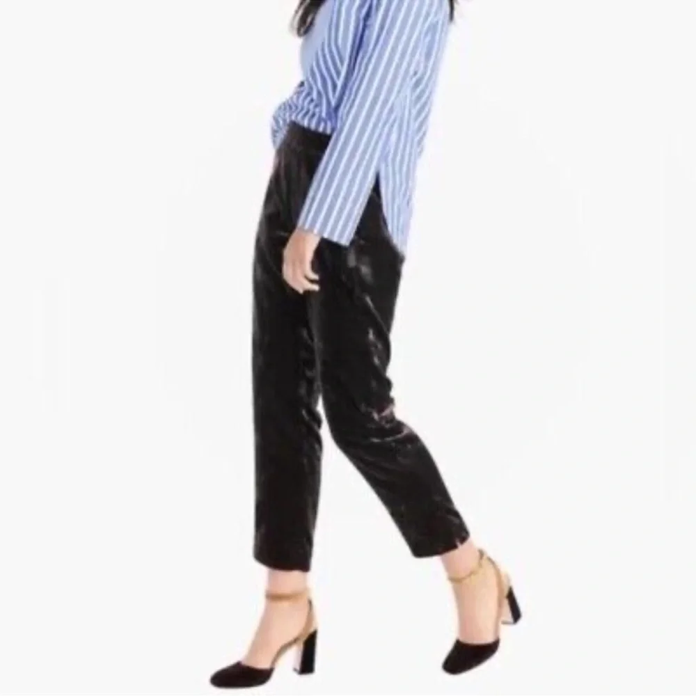 J.Crew Women Pull-on Easy Pant in Black Velvet Relaxed Ankle Pants Size 12T NWT